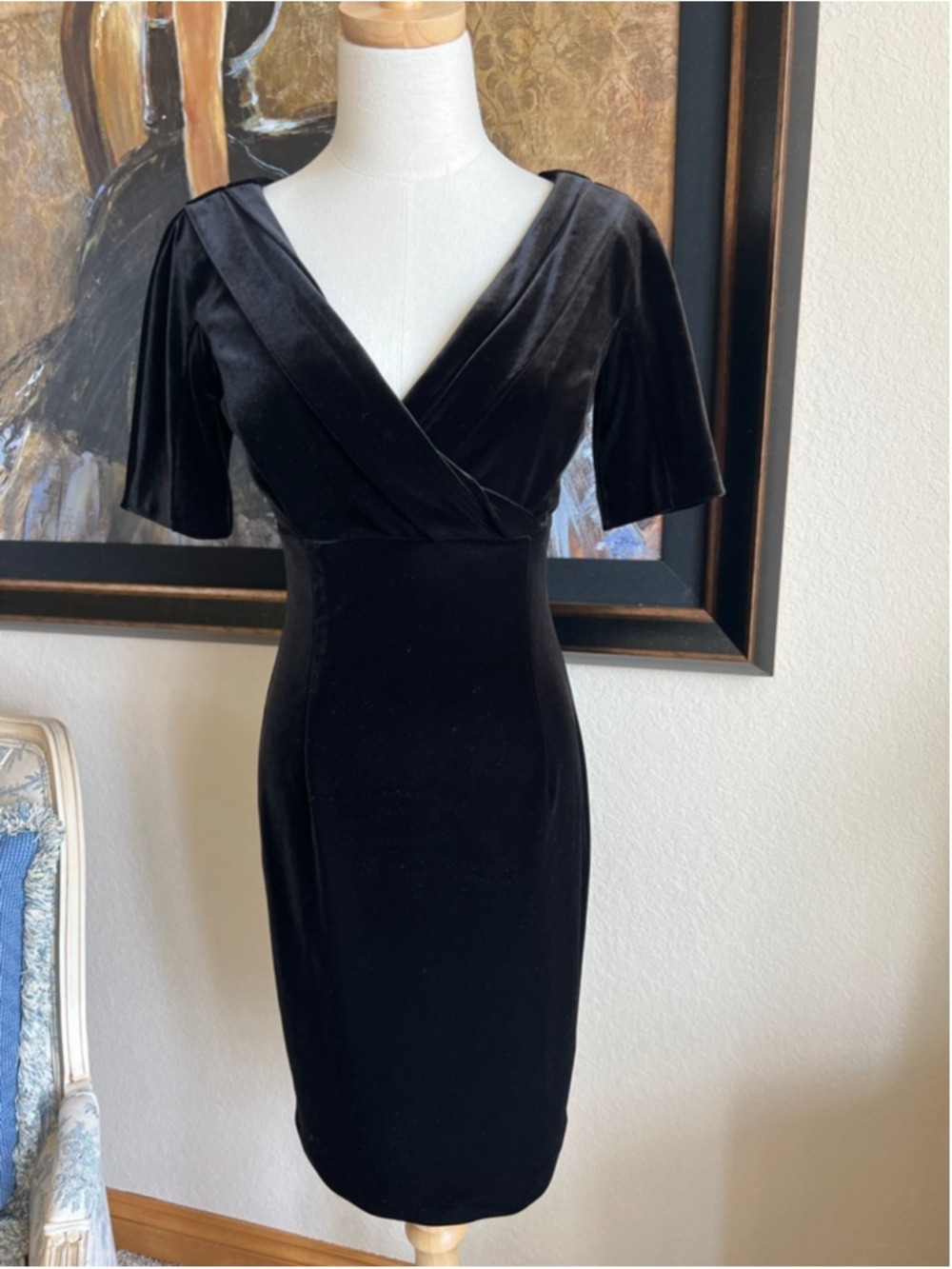 NWOT Brooks Brothers Black Velvet V-Neck Sheath Dress Size 2